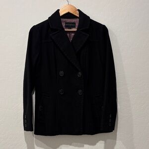Banana Republic Classic Double-Breasted Black Wool Peacoat for Women